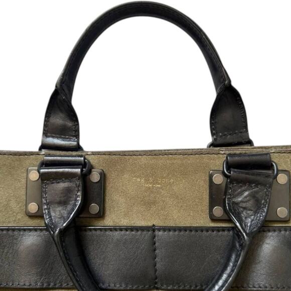 Rag & Bone Olive Green/Black Suede Leather Bag Purse - Picture 3 of 10